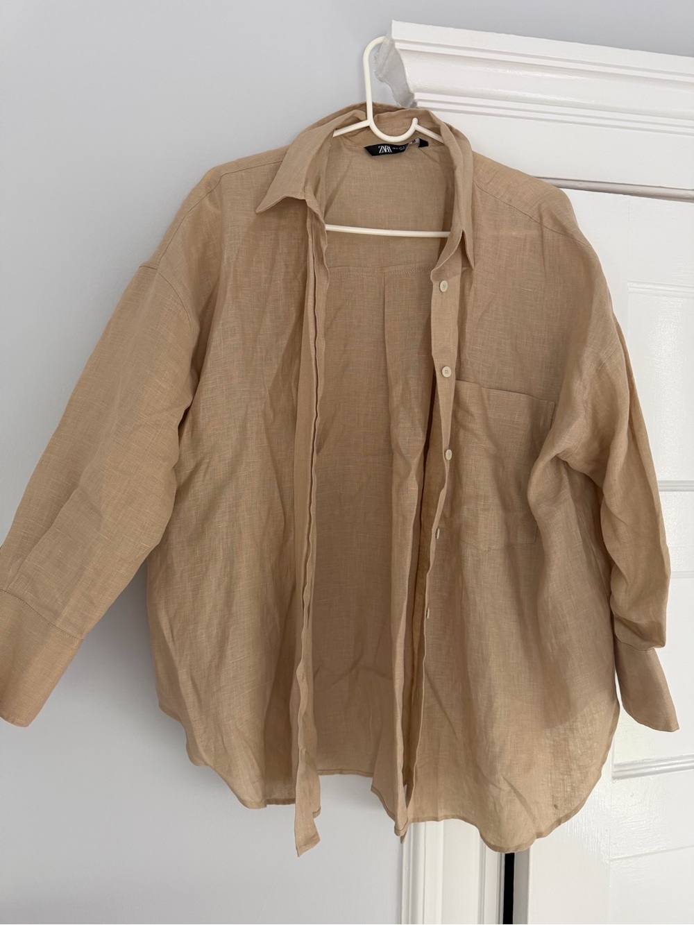 Zara Lightweight Tan Linen Shirt Jacket